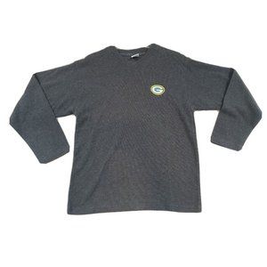 Green Bay Packers NFL V Neck Sweater Embroidered True Fan Horizontal Knitted Med